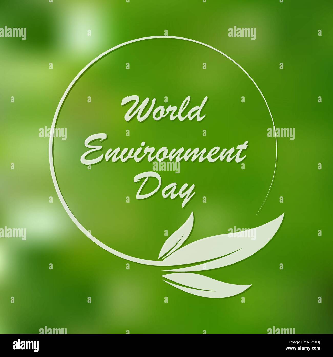 La Giornata Mondiale dell Ambiente, scritte luminose su sfondo verde. Illustrazione Vettoriale