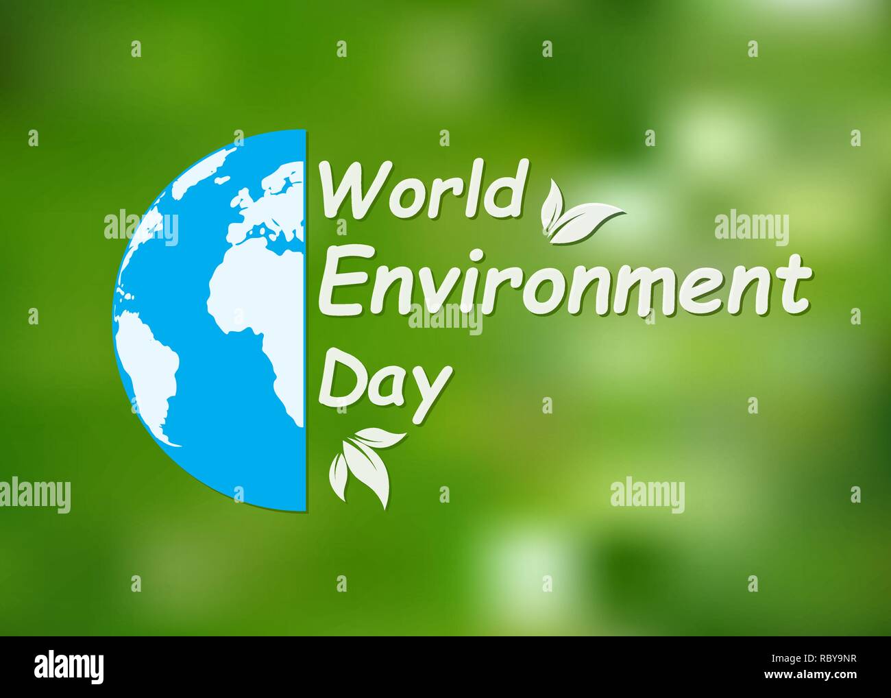 La Giornata Mondiale dell Ambiente banner. Illustrazione Vettoriale. Globo con scritte luminose su sfondo verde. Illustrazione Vettoriale