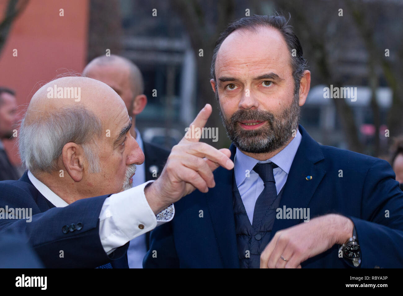 Friedhelm Dilk, Édouard Philippe am Friedrich-Ebert-Gymnasium (FEG), Bonn, 10.01.2019 Foto Stock