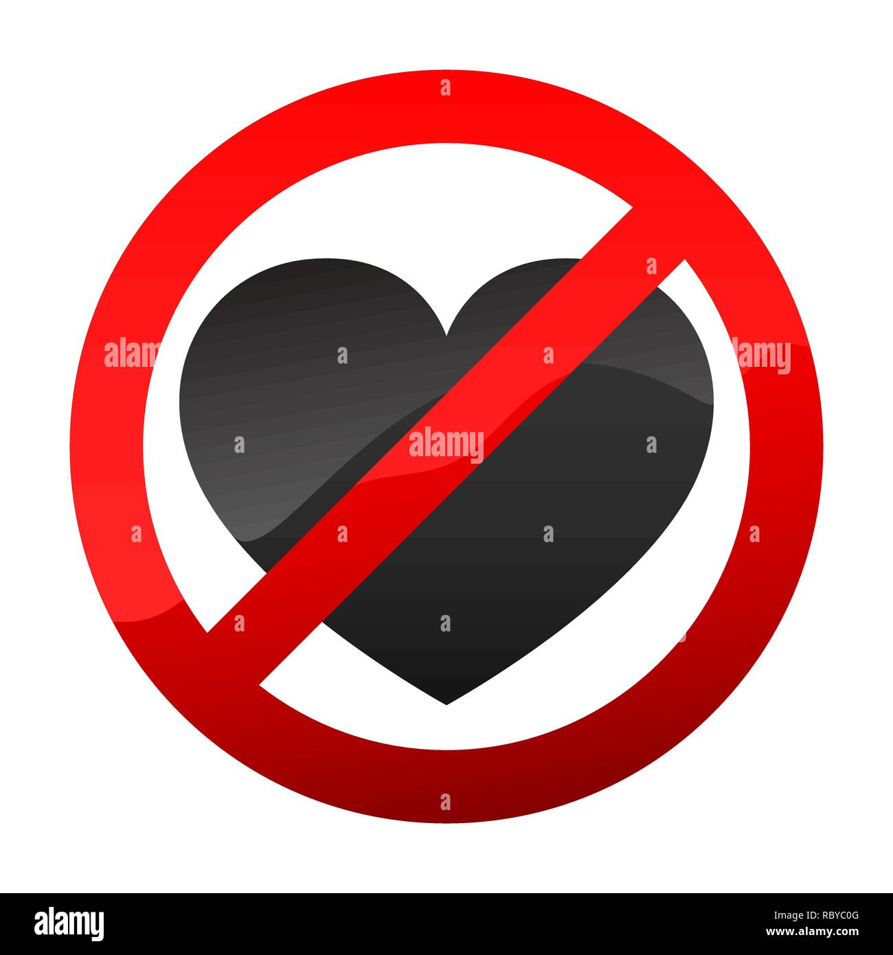 Nessun amore segno di cuore. Illustrazione Vettoriale. Amore proibito icona isolato. Illustrazione Vettoriale