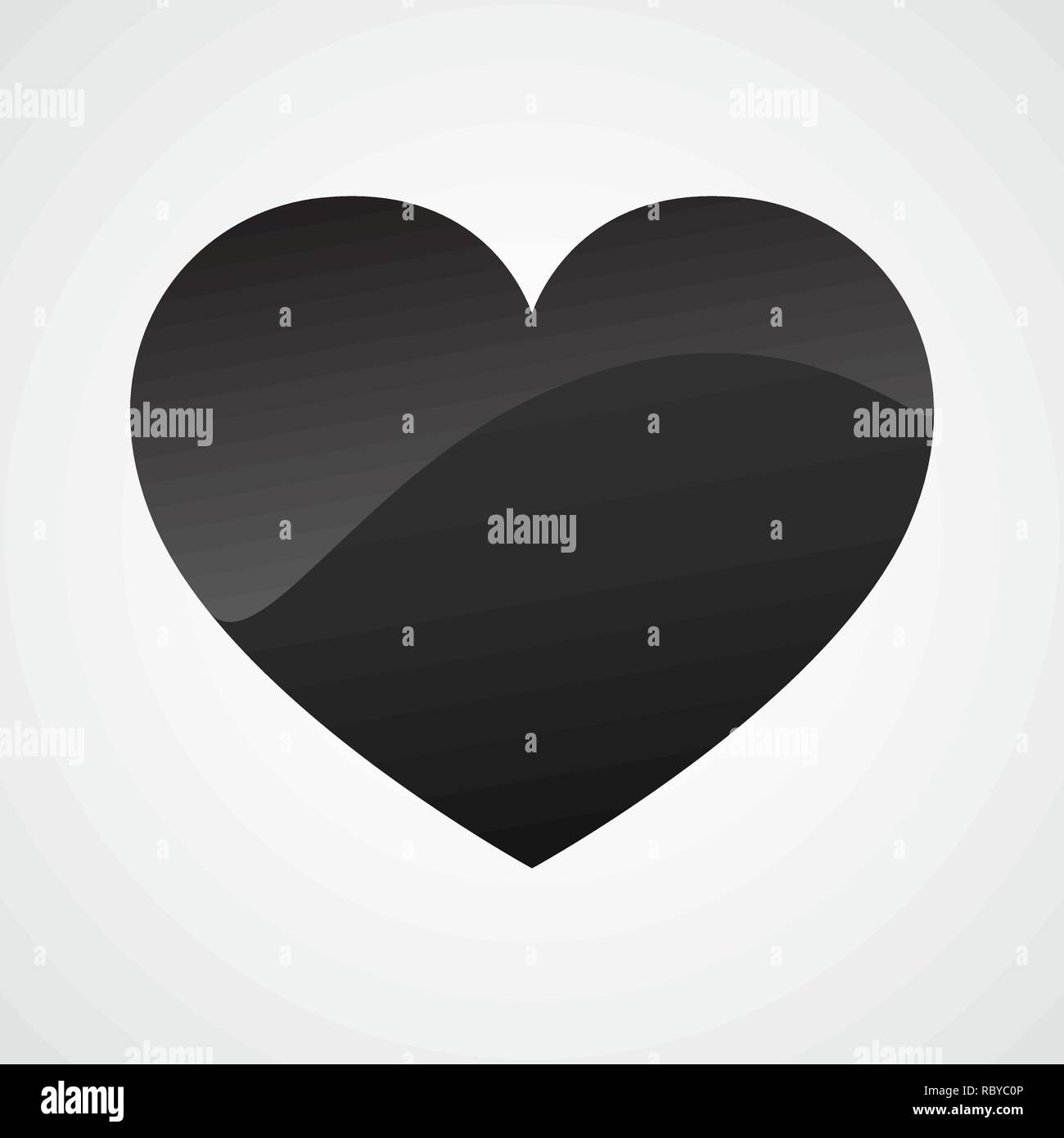 Cuore nero icona in stile appartamento. Illustrazione Vettoriale. Icona cuore isolato Illustrazione Vettoriale