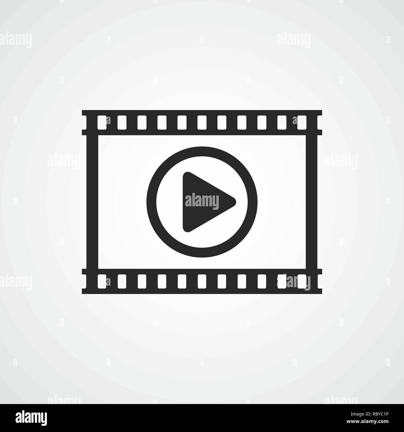 Pellicola grigia Icona nel design piatto. Illustrazione Vettoriale. Film icona, isolata. Riproduci Icona Video Illustrazione Vettoriale