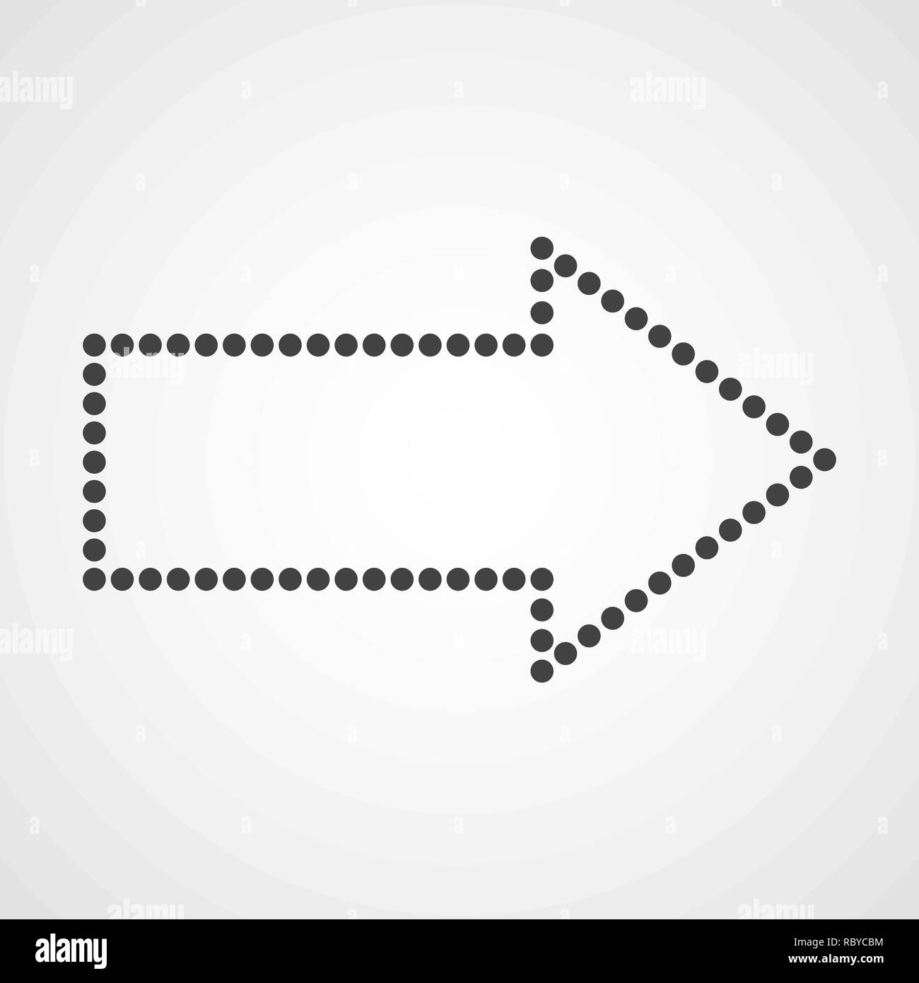 Nero freccia tratteggiata. Illustrazione Vettoriale. La freccia a destra isolato Illustrazione Vettoriale