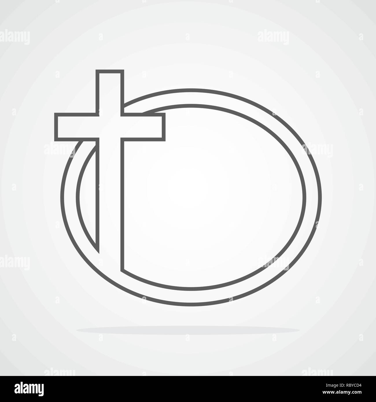 Una croce cristiana icona nel cerchio. Nero croce cristiana segno isolato su sfondo bianco. Illustrazione Vettoriale. Illustrazione Vettoriale