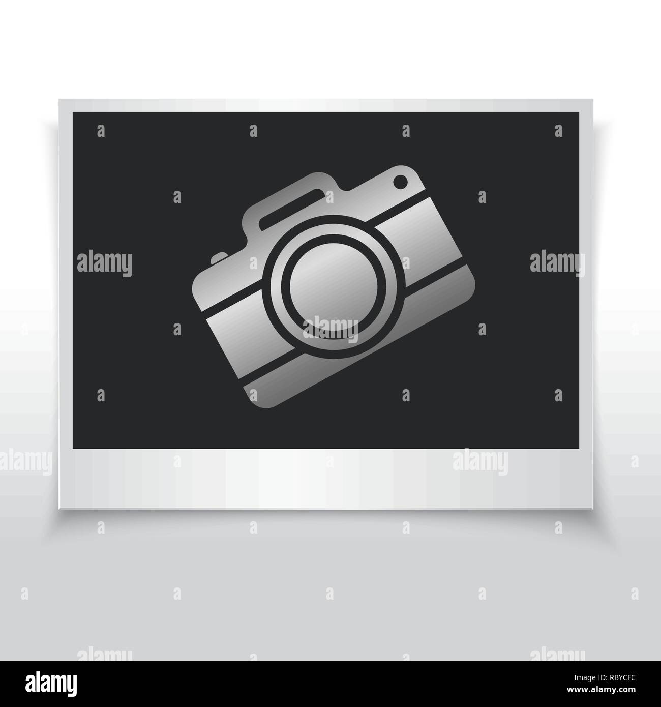 Retrò photo frame con l'icona della fotocamera. Illustrazione Vettoriale. Carta photo frame isolato Illustrazione Vettoriale
