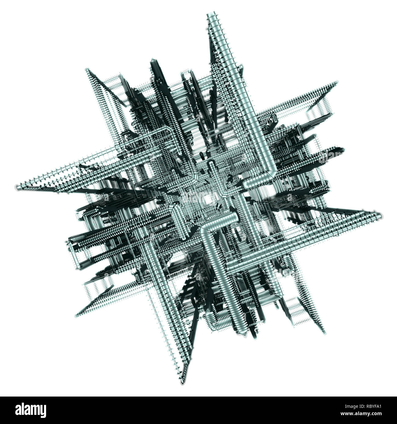 Tubazione industriale Sistema isolato su sfondo bianco Foto Stock