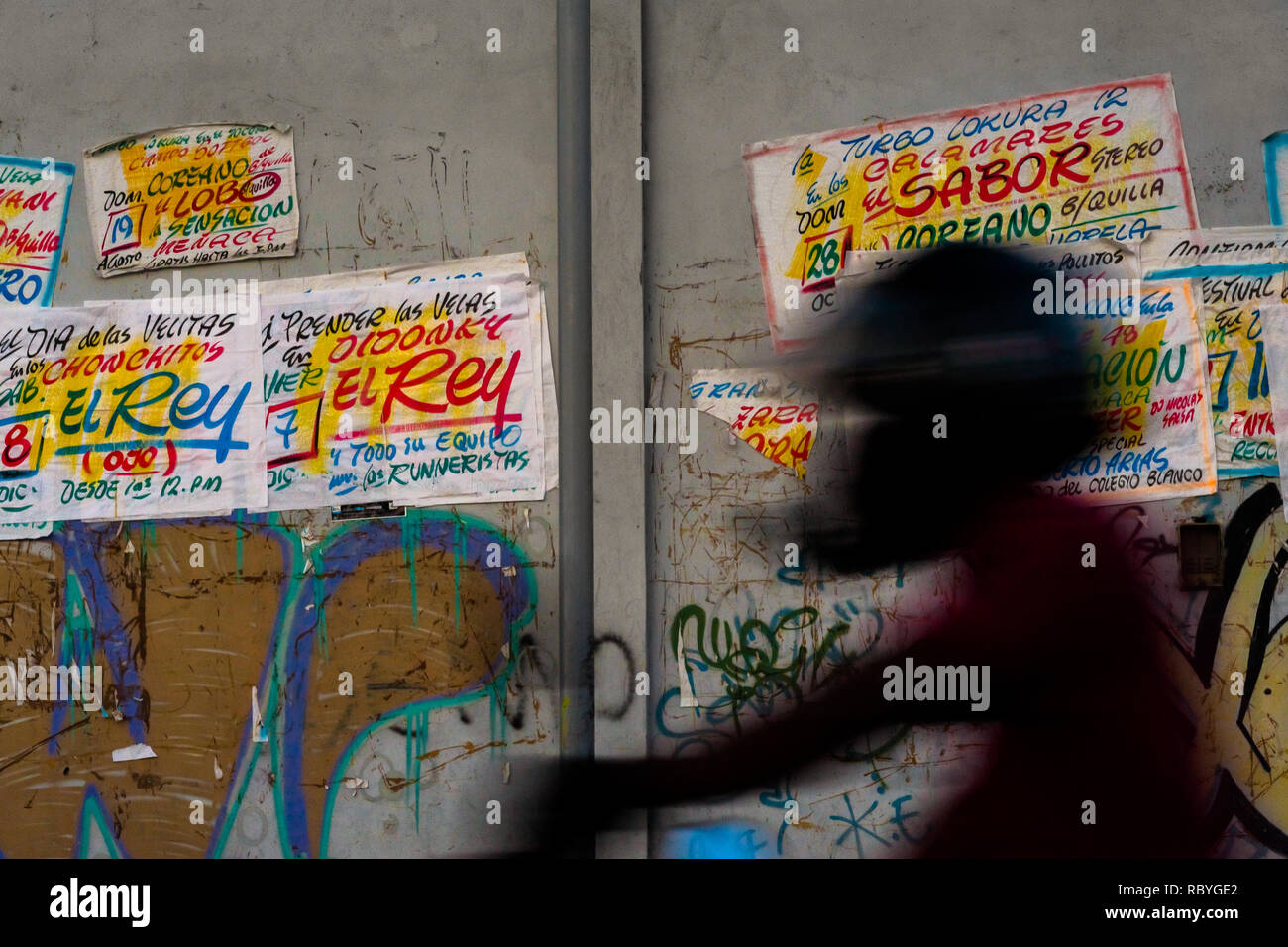 Musica Champeta parte poster, creato da Runner's collettivo, sono visibili sulla parete a Cartagena, Colombia. Foto Stock