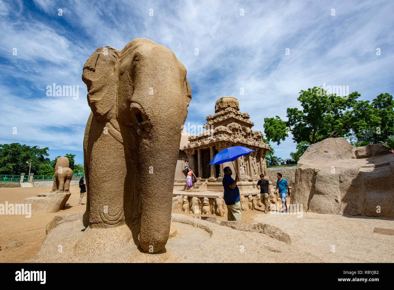 Gruppo di Monumenti a Mahabalipuram Foto Stock