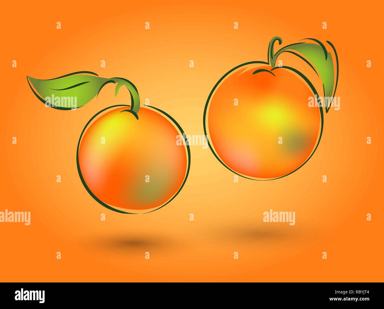 Due mandarin su uno sfondo arancione Illustrazione Vettoriale