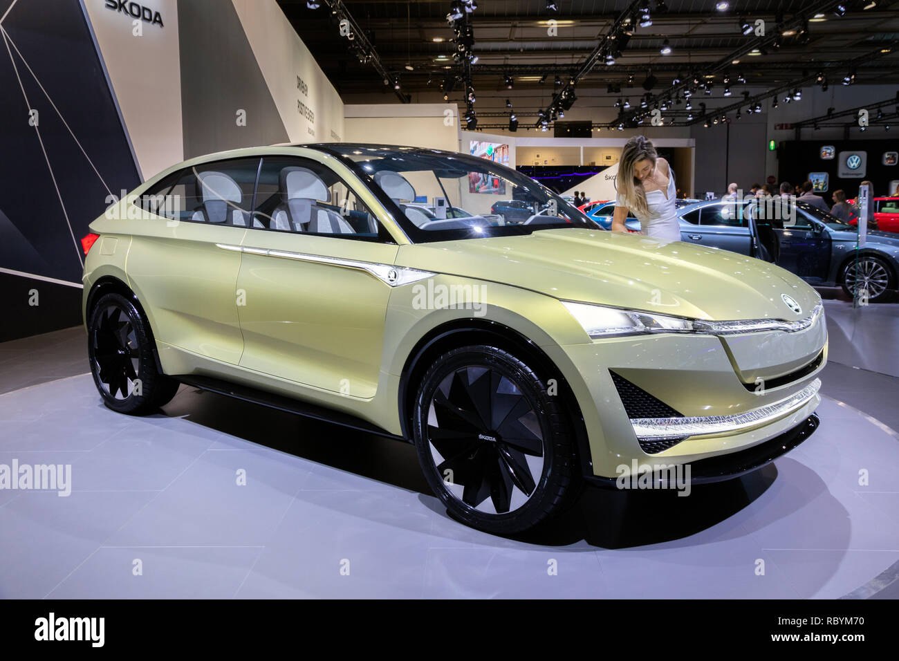 Bruxelles - Jan 10, 2018: Skoda Vision e auto elettriche presentate all Expo di Bruxelles Autosalon motor show. Foto Stock