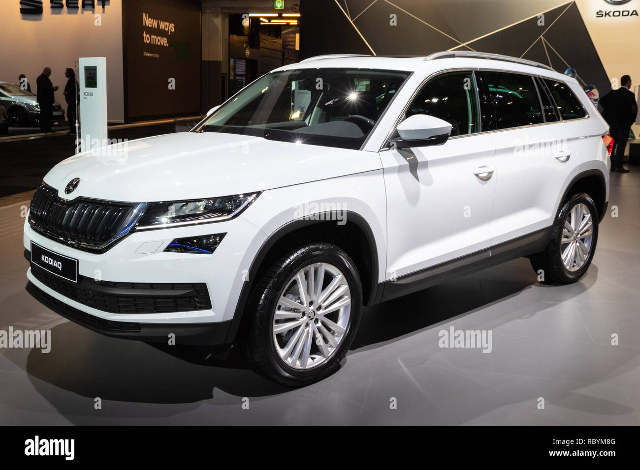 Bruxelles - Jan 10, 2018: Skoda Kodiaq compatte auto SUV presentati all Expo di Bruxelles Autosalon motor show. Foto Stock