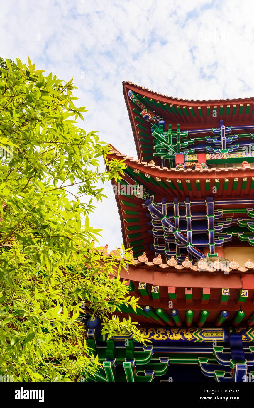 Architettura dettaglio al Monastero Po Lin, Isola di Lantau, Hong Kong Foto Stock