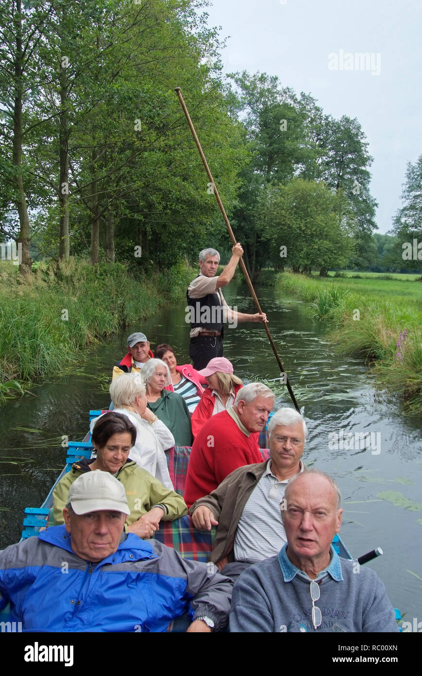 Fahrt Mit einem typischen Spreewaldkahn, Spreewald, Landkreis Oberspreewald-Lausitzkreis, Land Brandeburgo, Deutschland, Europa | giro con una tipica Foto Stock