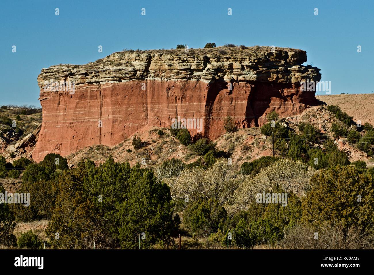 Formazione di roccia lungo il litorale del Lago di McKinsey vicino a Amarillo, Texas. Foto Stock