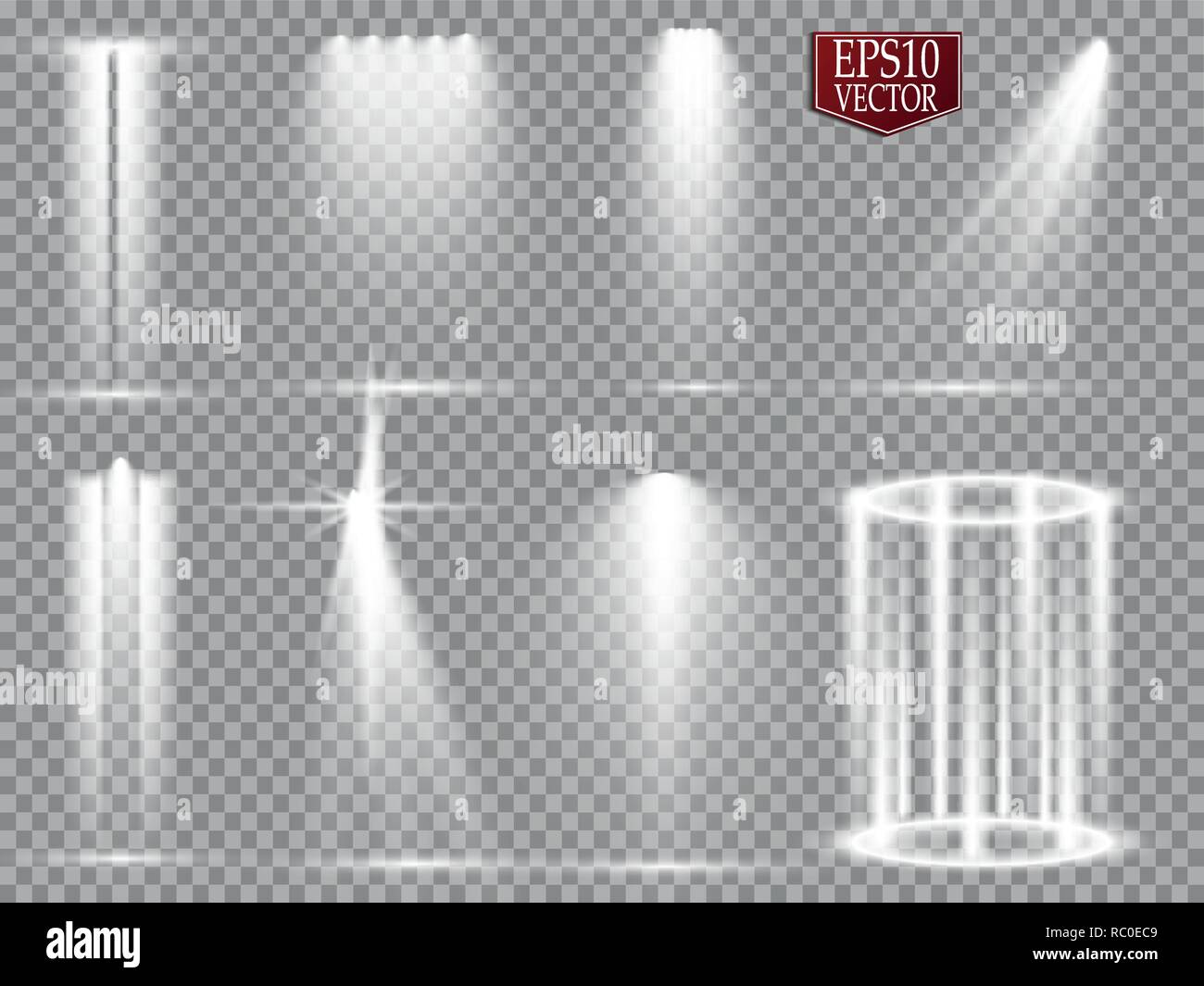 Fari di vettore. Scena. Gli effetti di luce. Incandescenza effetto luce Illustrazione Vettoriale