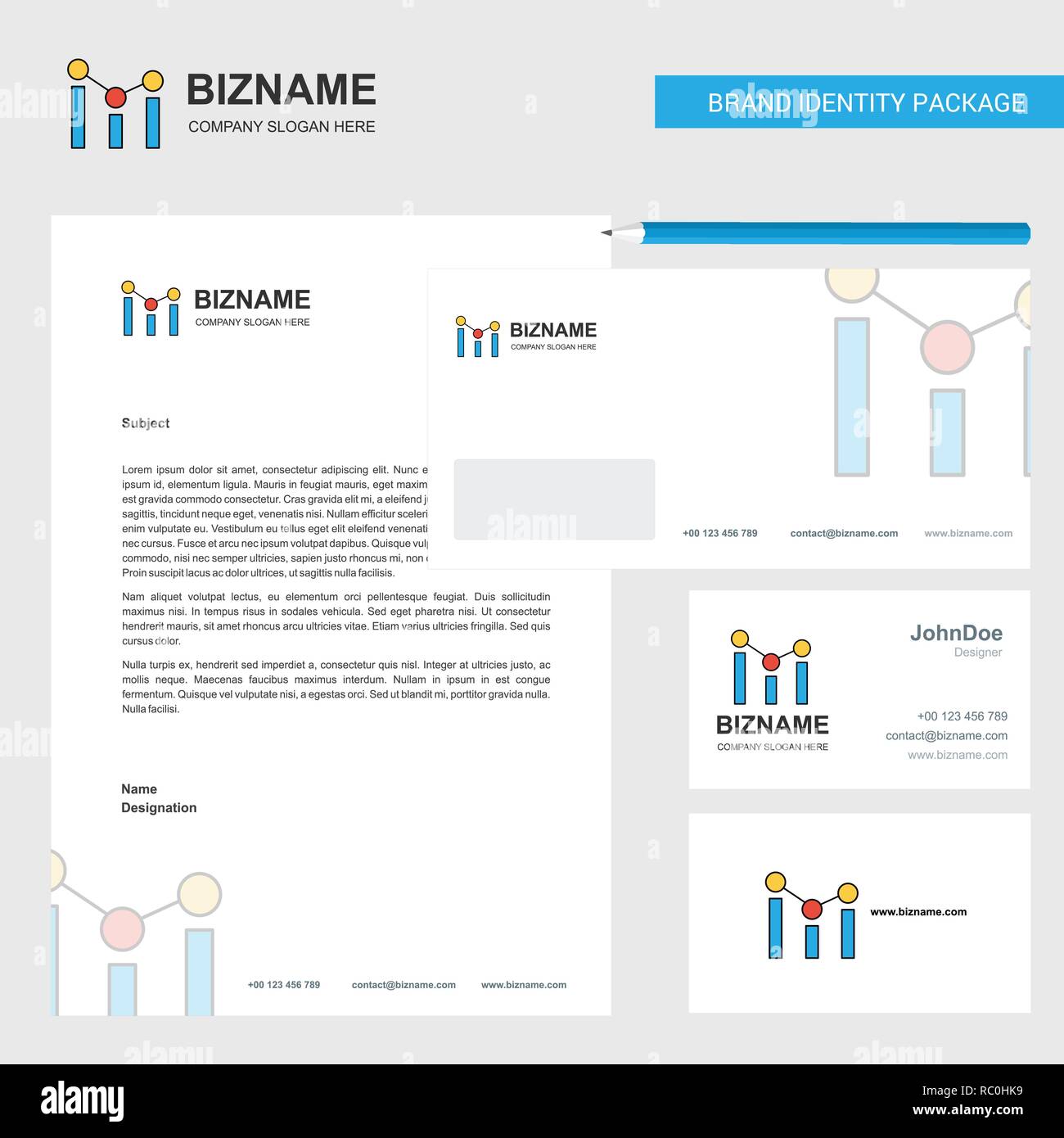 Posizioni Business la carta intestata, la busta e il biglietto da visita Design template vettoriale Illustrazione Vettoriale