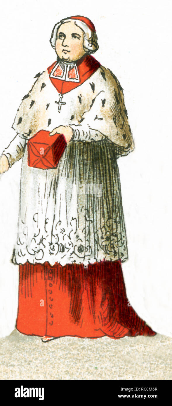 La figura qui illustrato è il vescovo tedesco nel 1700. Questa illustrazione risale al 1882. Foto Stock