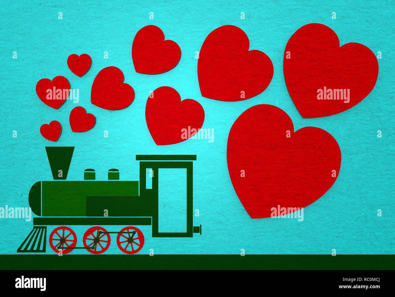 Un locomotore di fumare con il cuore. Foto Stock