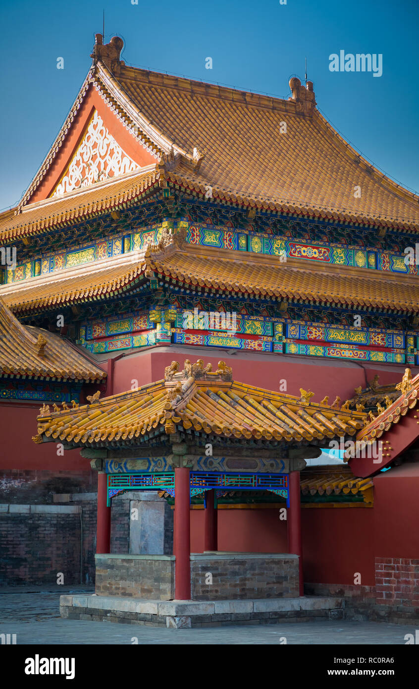 La Città Proibita è un complesso di palazzo nel centro di Pechino, Cina. Foto Stock