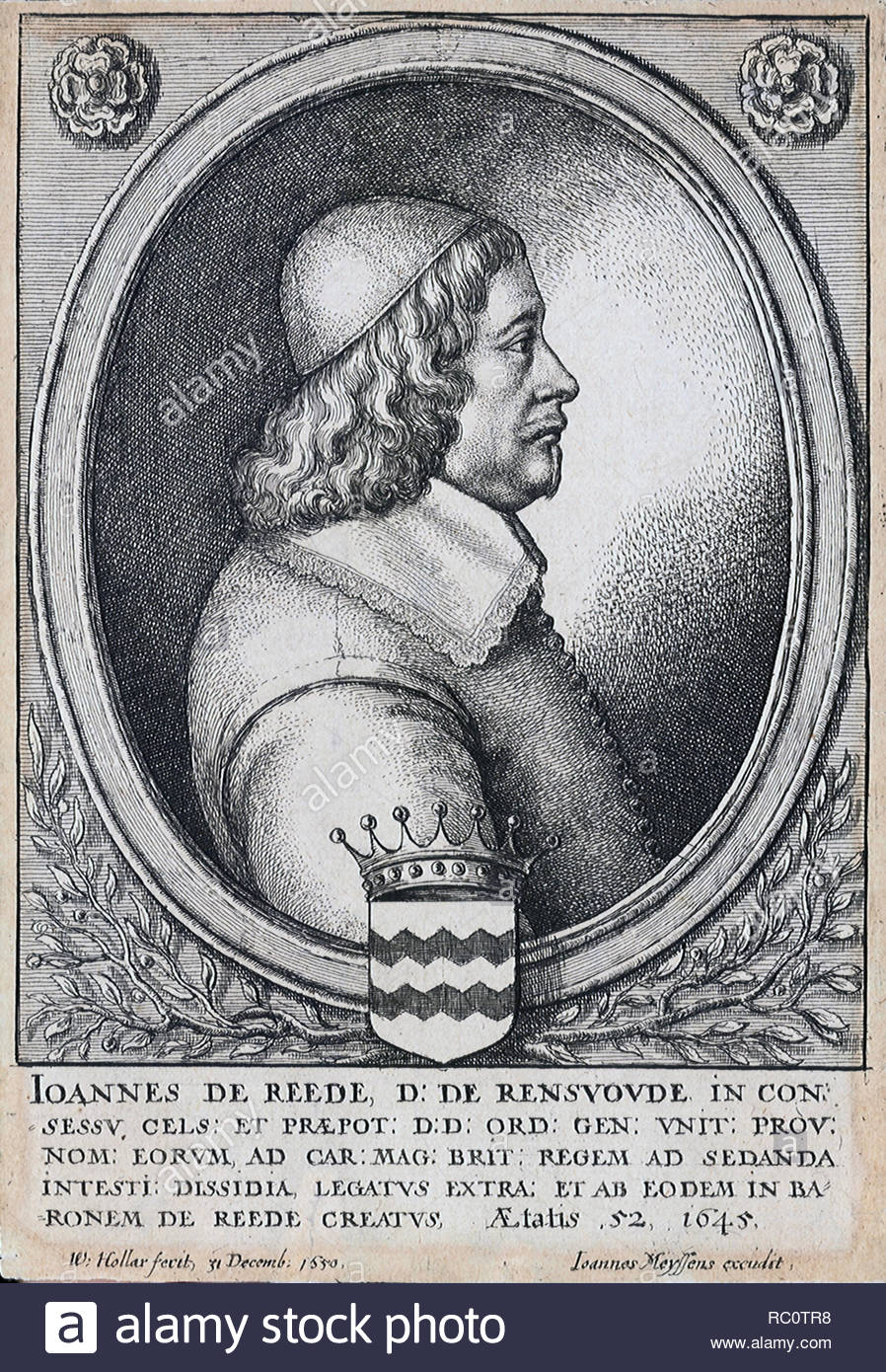 Johan van Reede van Renswoude, noto in Gran Bretagna come Giovanni de Reede, primo Baron Reede,1593 - 1682 era un diplomatico olandese e politico. Egli divenne un canonico o il diacono nella cattedrale di Utrecht nel 1620, ma nel 1623 ha acquisito il titolo e le terre di Renswoude, e fu eletto al States-General di Olanda, attacco da incisore boemo Wenceslaus Hollar dal 1650 Foto Stock