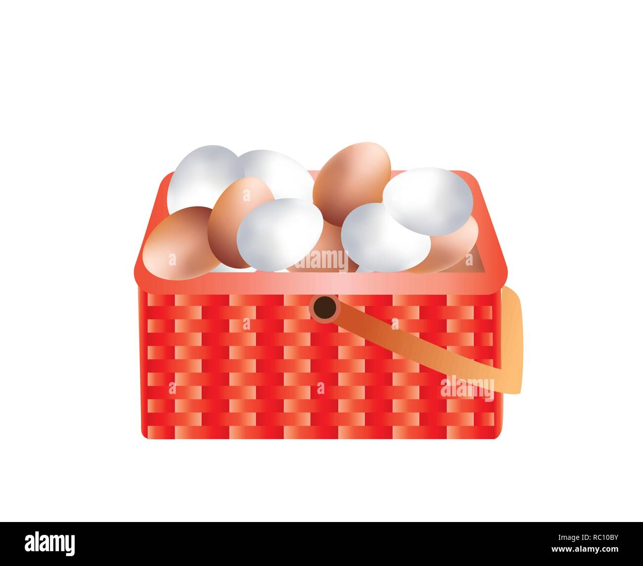 Fresche e di colore marrone e bianco le uova in un cesto di armatura Illustrazione Vettoriale