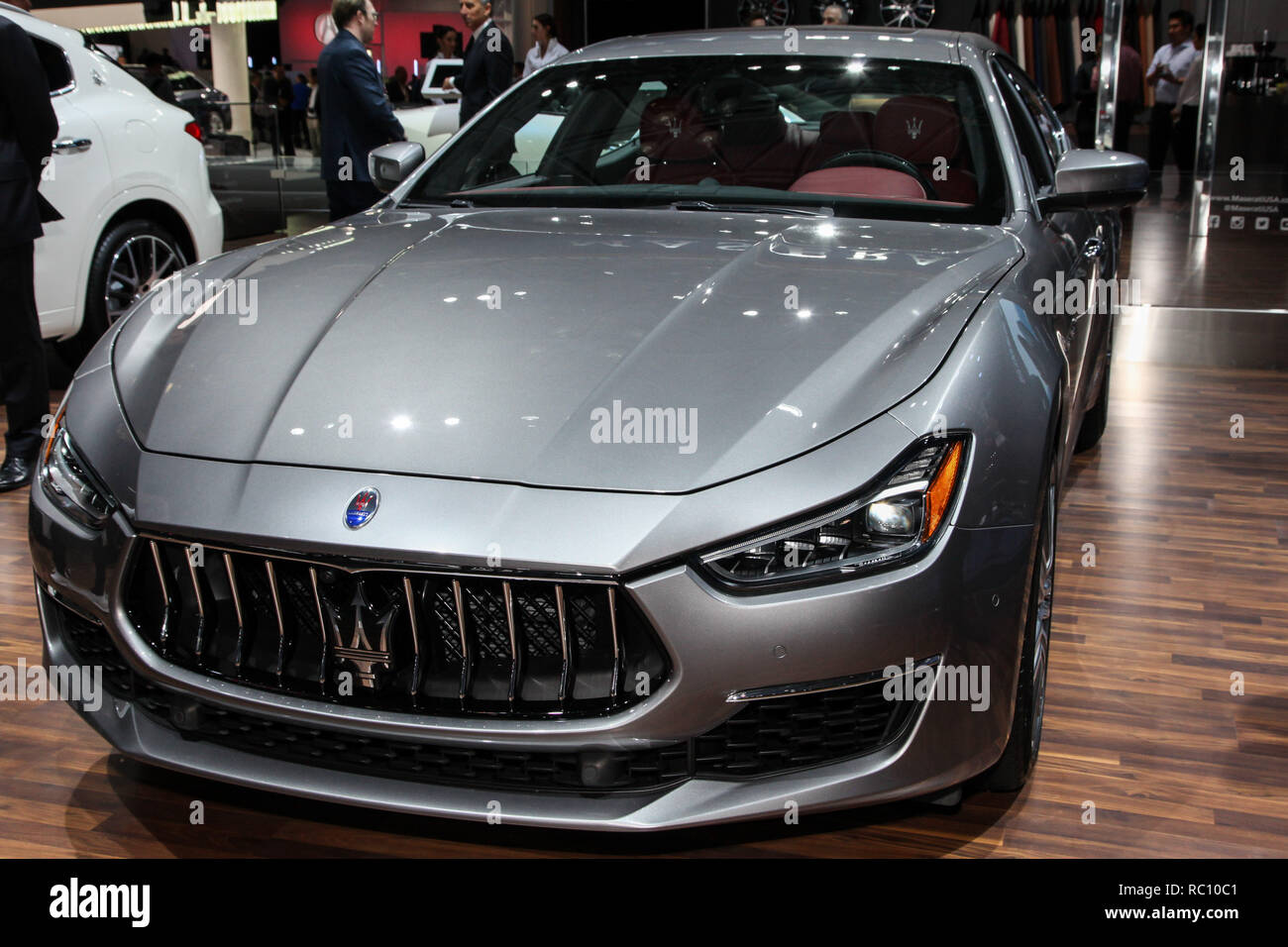 Maserati Ghibli mostrato al New York International Auto Show 2018, presso il Jacob Javits Center. Questo è stato premere Anteprima giorno uno di NYIAS Foto Stock