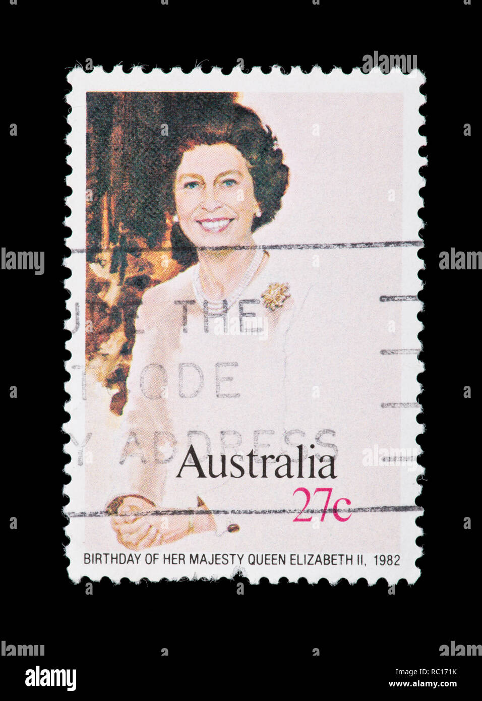 Francobollo da Australia raffigurante la regina Elisabetta II per il suo 56 compleanno. Foto Stock