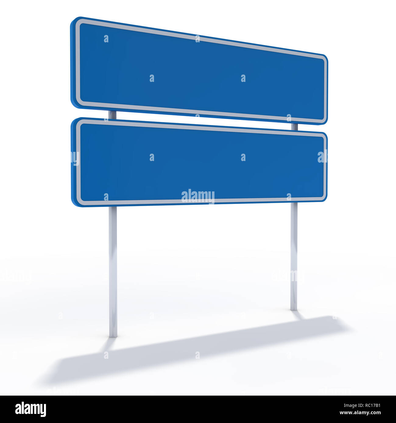 Blank cartello blu o svuotare i cartelli stradali. Il rendering 3D Foto Stock