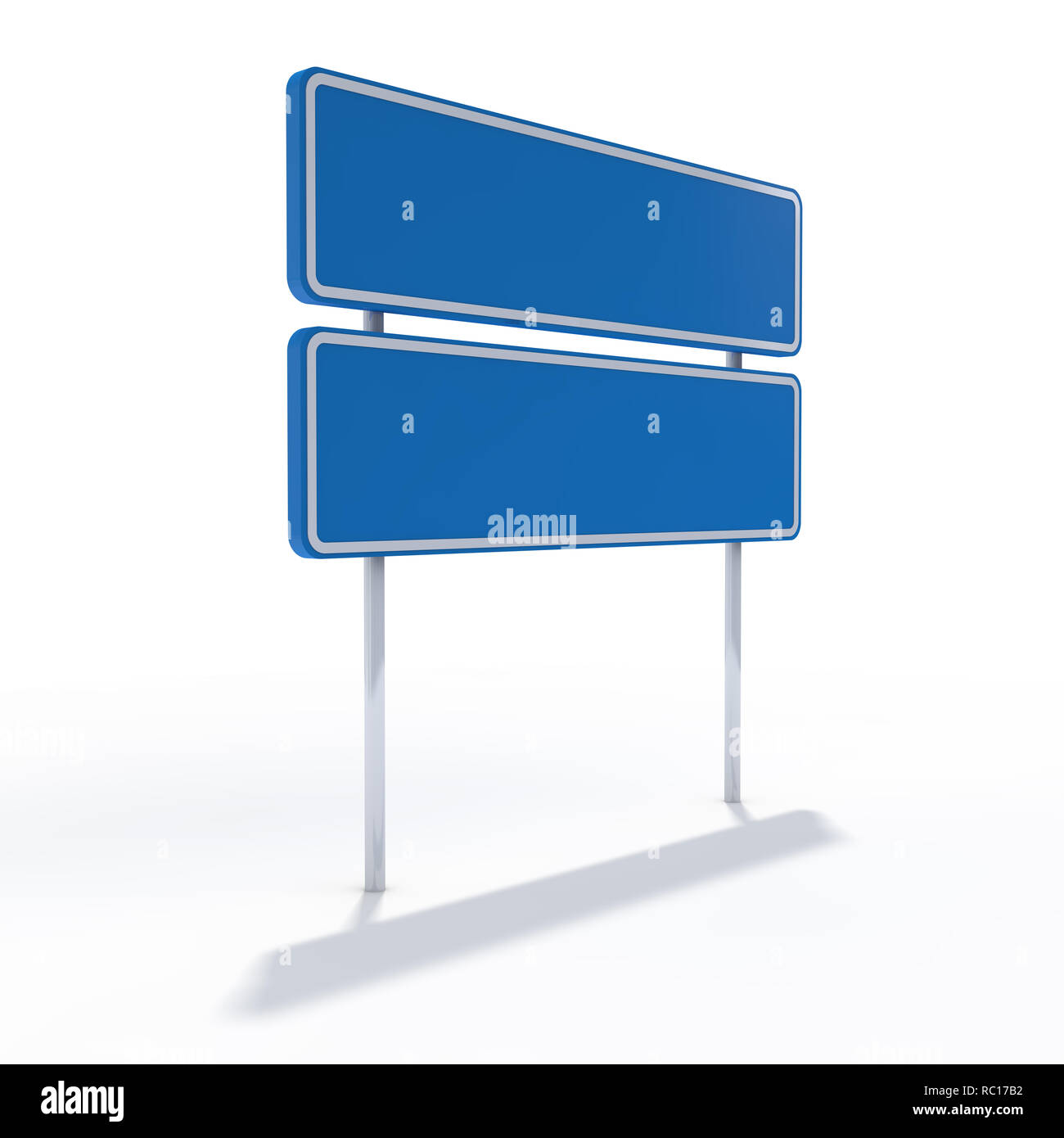 Blank cartello blu o svuotare i cartelli stradali. Il rendering 3D Foto Stock