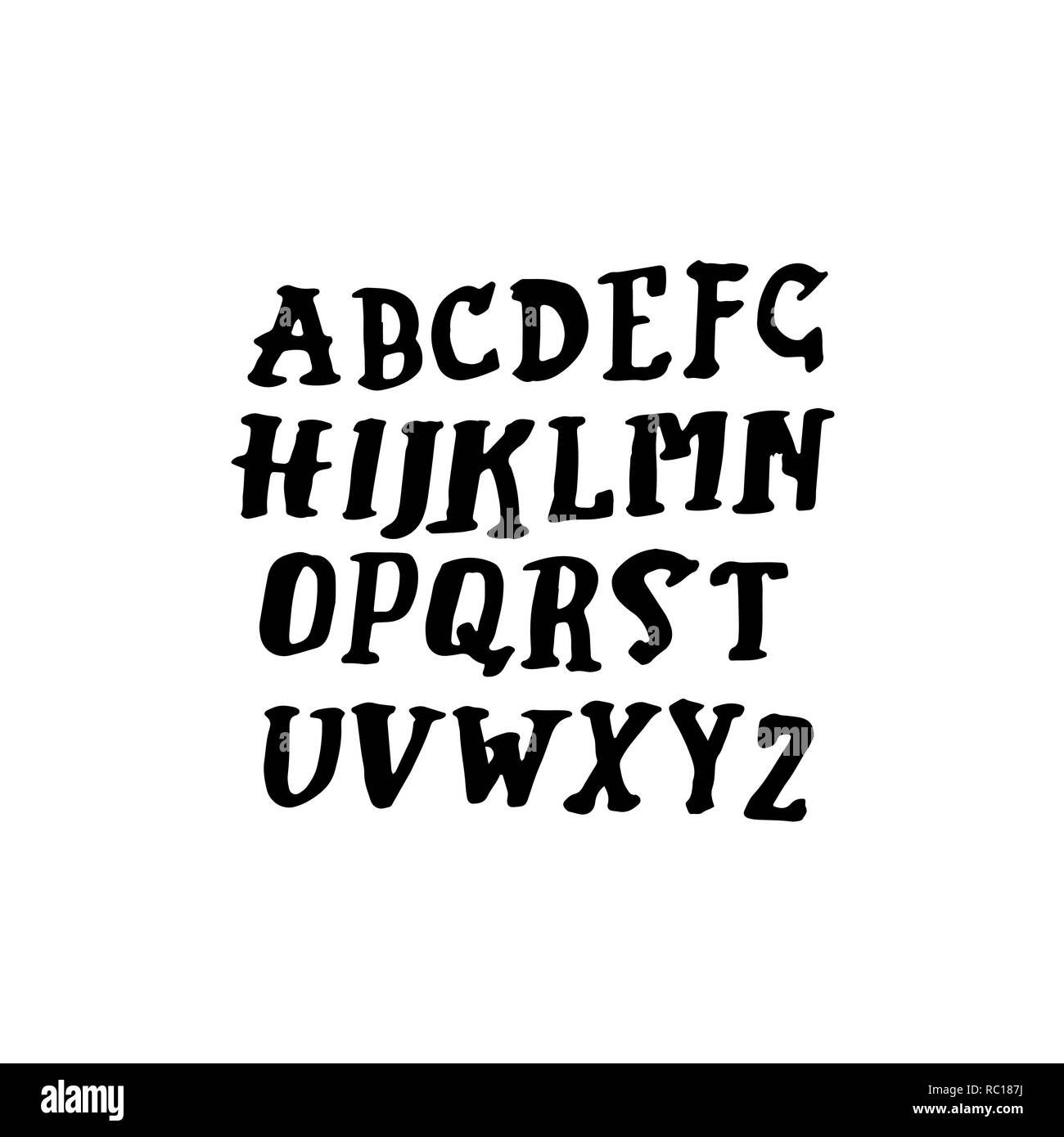 Doodle semplice grunge font. Disegnata a mano letterss. Tipografia illustrazione vettoriale. Illustrazione Vettoriale