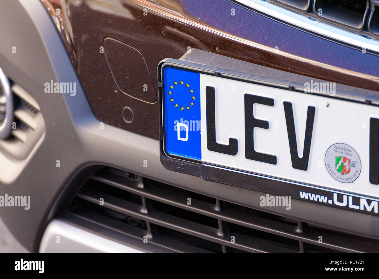 Veicolo tedesco piastra di licenza su un auto. Foto Stock