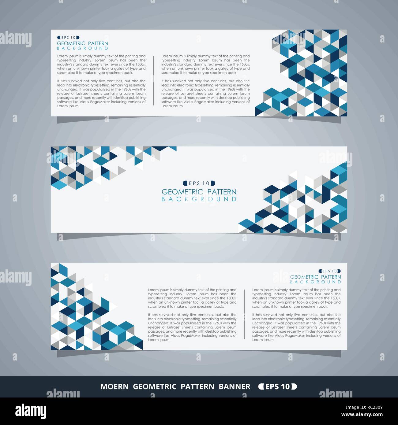 Abstract di blu modello geometrico banner, vettoriale EPS10 Illustrazione Vettoriale