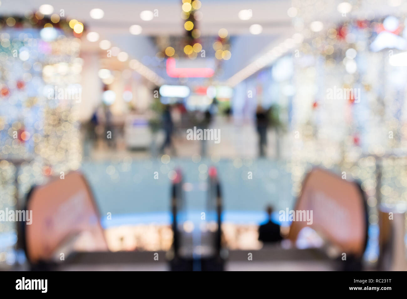 Immagine sfocata di un centro commerciale Foto Stock