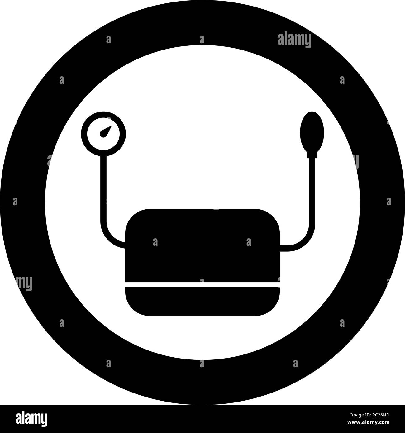 Apparecchio di misurazione della pressione dispositivo medico per la misurazione della pressione sanguigna tonometro di impulso strumento medicale icona colore nero vettore I flat Illustrazione Vettoriale