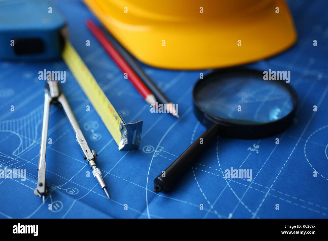 Engineering design blueprint per edifici Foto Stock
