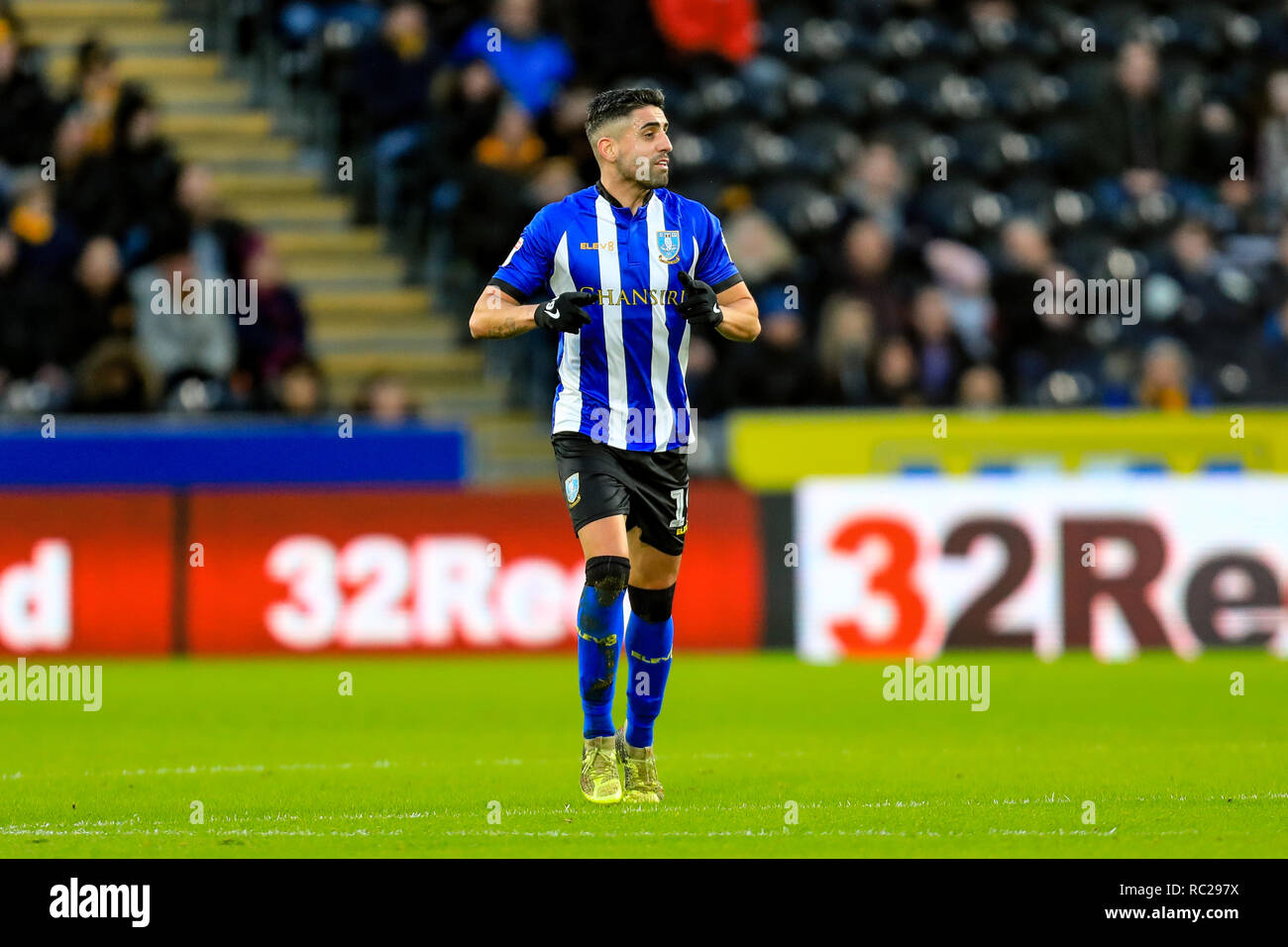 Xii Gennaio 2019, KCOM Stadium, Hull , Inghilterra; Sky scommessa campionato, Hull City vs Sheffield mercoledì ; Marco Matias di Sheffield mercoledì in azione Credit: John Hobson/News immagini English Football League immagini sono soggette a licenza DataCo Foto Stock