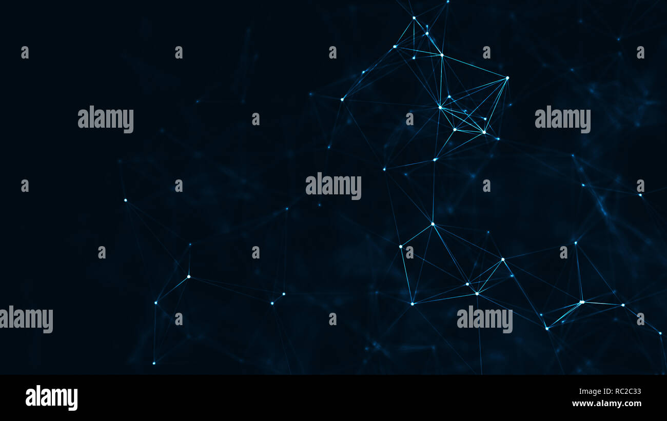 Plesso astratto forme geometriche.il collegamento e il concetto di web.digital,la comunicazione e la tecnologia network sfondo con lo spostamento delle linee e dei punti. Foto Stock