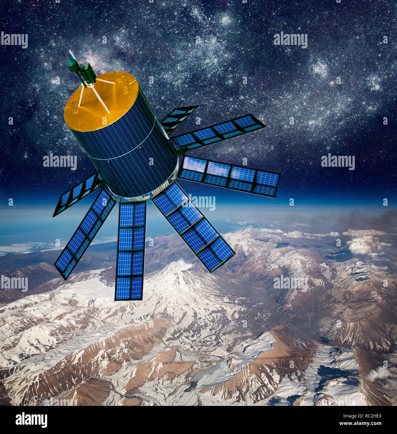 Spazio satellite in orbita attorno alla terra. Gli elementi di questa immagine fornita dalla NASA. Foto Stock