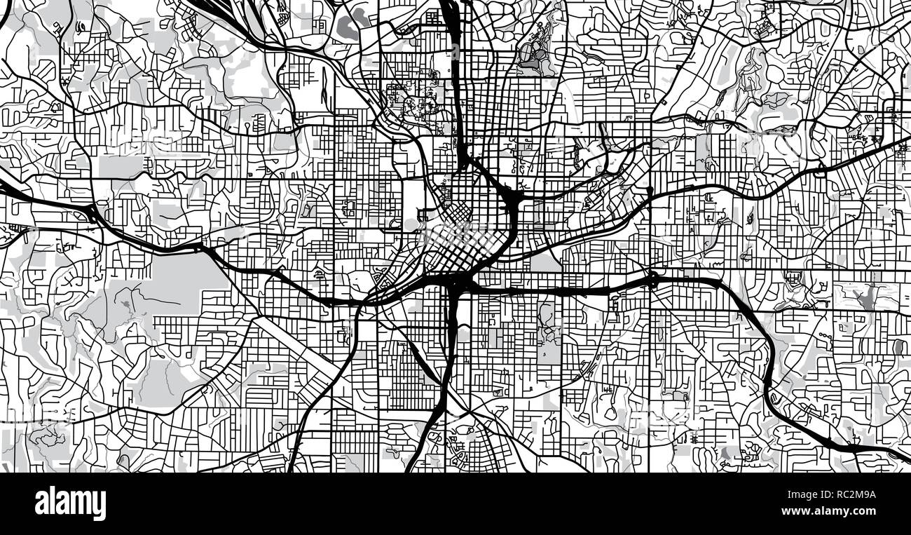 Vettore urbano mappa della città di Atlanta, Georgia, Stati Uniti d'America Illustrazione Vettoriale