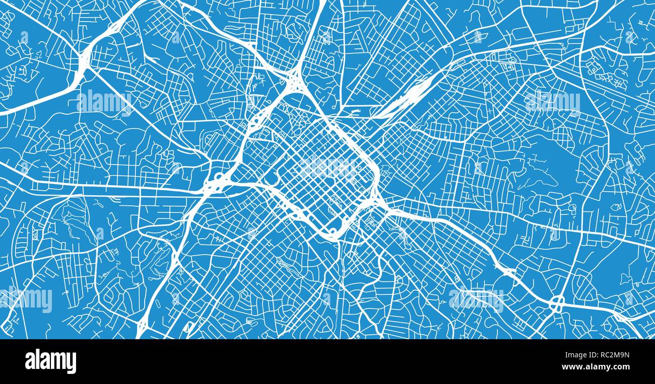 Vettore urbano mappa della città di Charlotte, North Carolina, Stati Uniti d'America Illustrazione Vettoriale