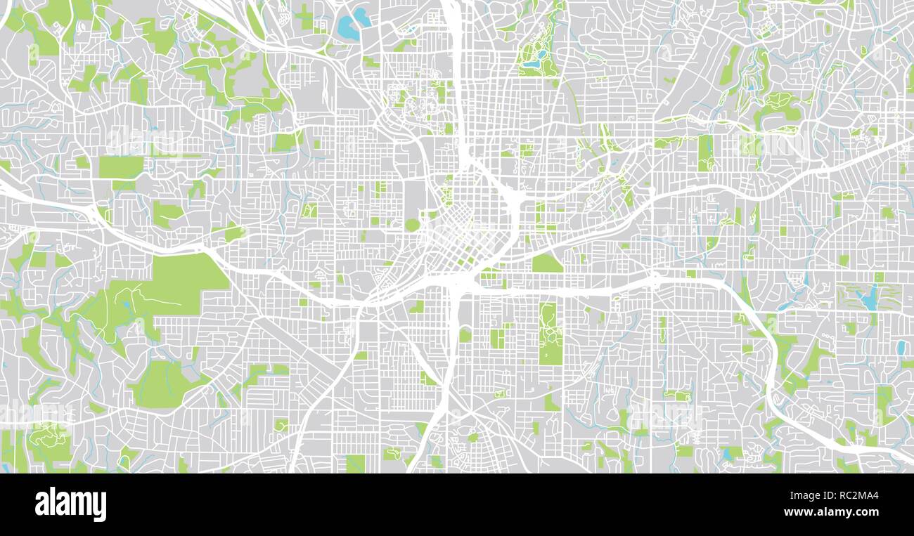 Vettore urbano mappa della città di Atlanta, Georgia, Stati Uniti d'America Illustrazione Vettoriale
