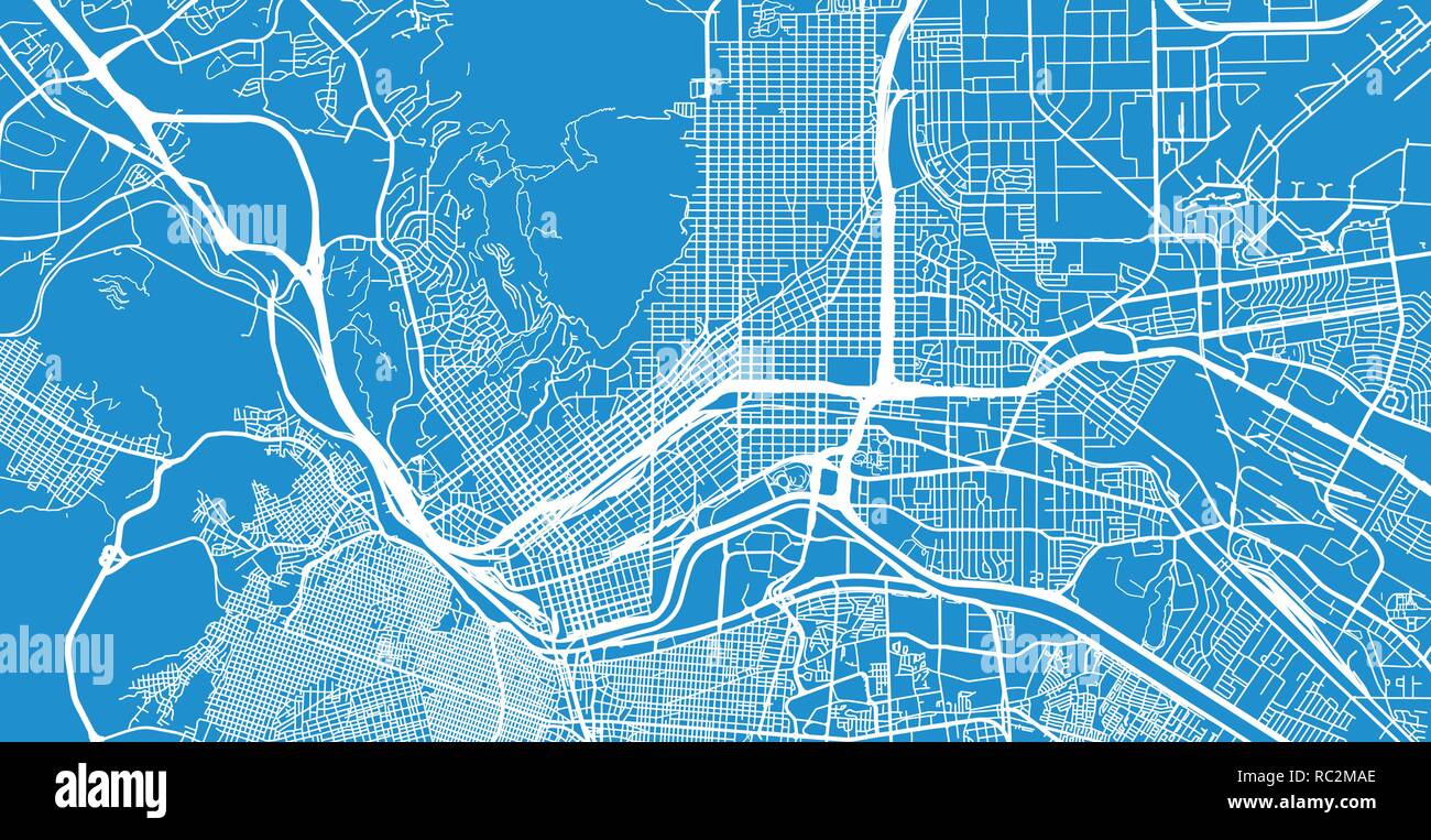 Vettore urbano mappa della città di El Paso, Texas, Stati Uniti d'America Illustrazione Vettoriale