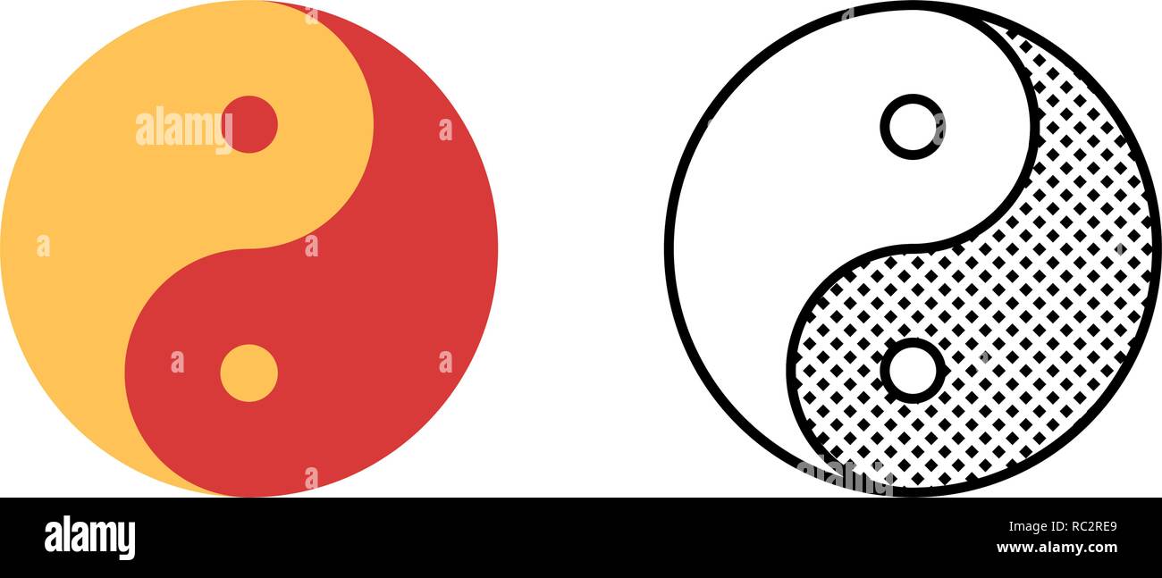 Yin Yang icon set, cinese armonia simbolo, illustrazione vettoriale Illustrazione Vettoriale