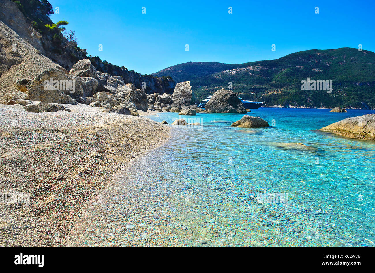 Paesaggio della spiaggia di Afales Ithaca isola Grecia Foto Stock