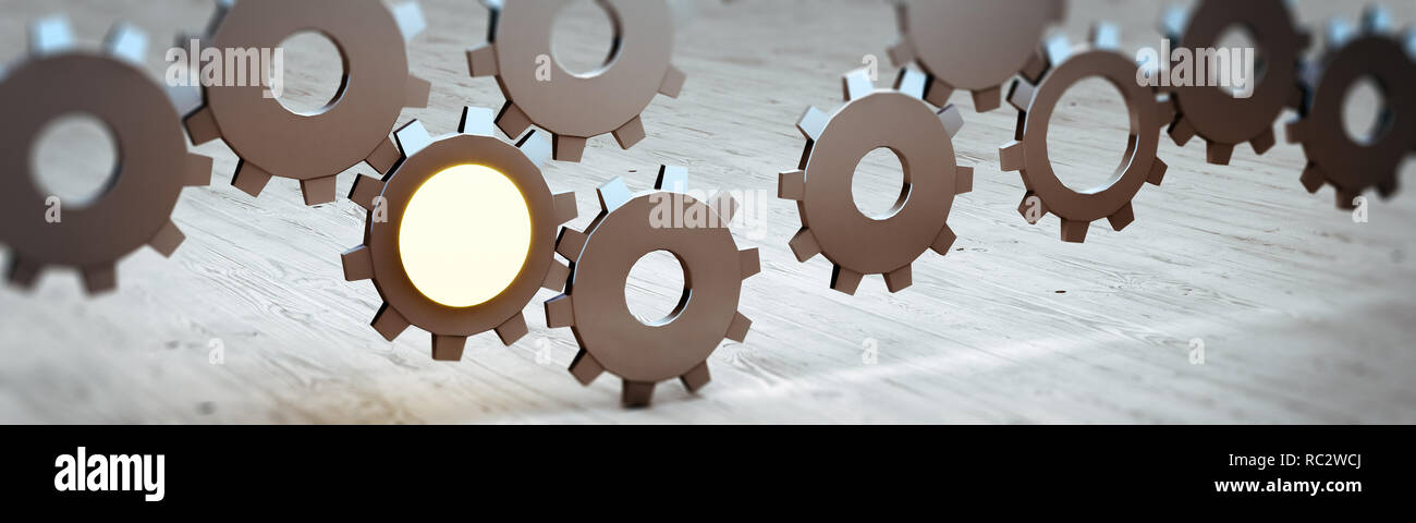 Ingranaggi cyberspazio idee di business concept rendering 3D Foto Stock