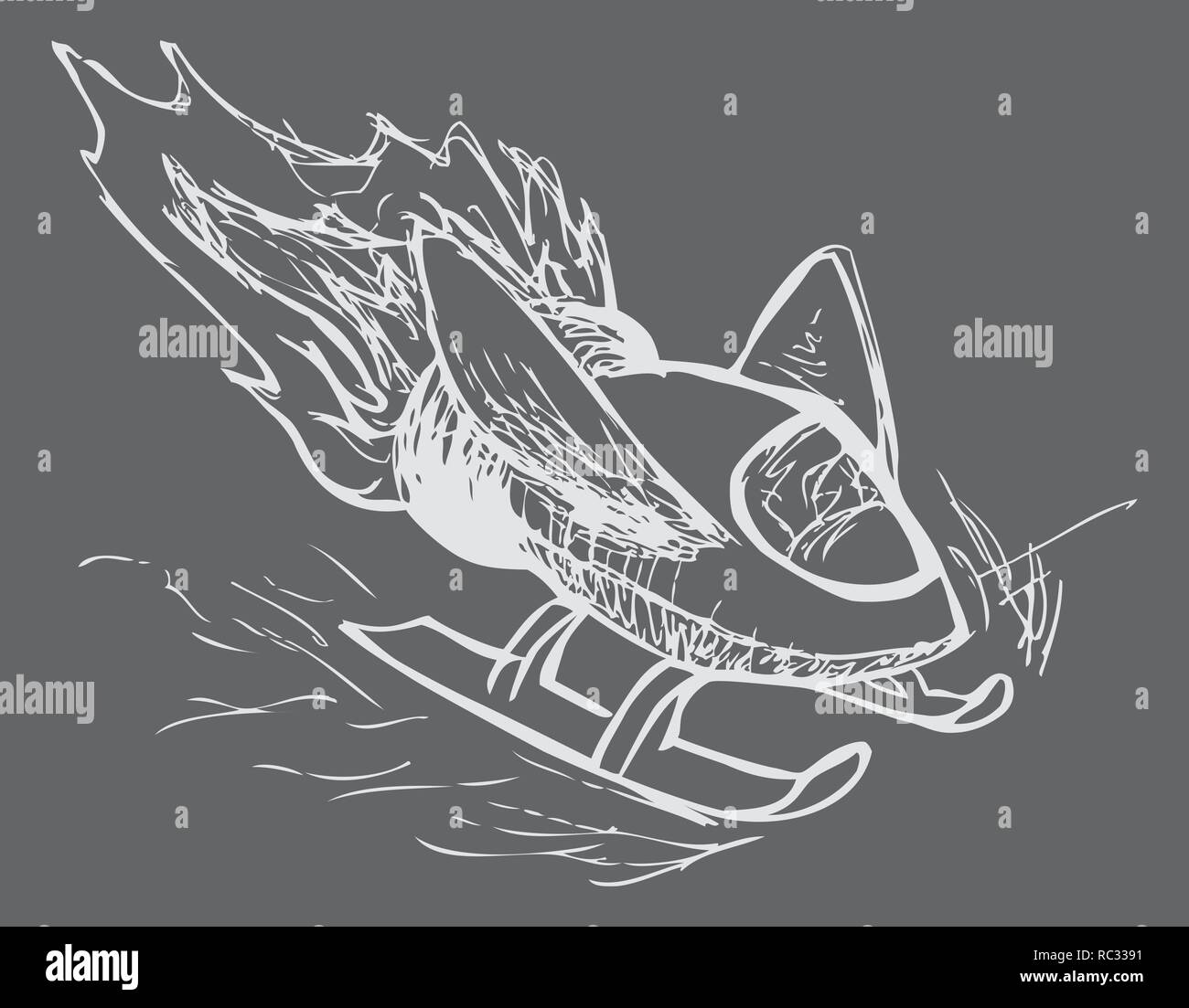 Schizzo di una luce di colore grigio sci di fantasia razzo su un grigio scuro sfondo colorato da jziprian Illustrazione Vettoriale