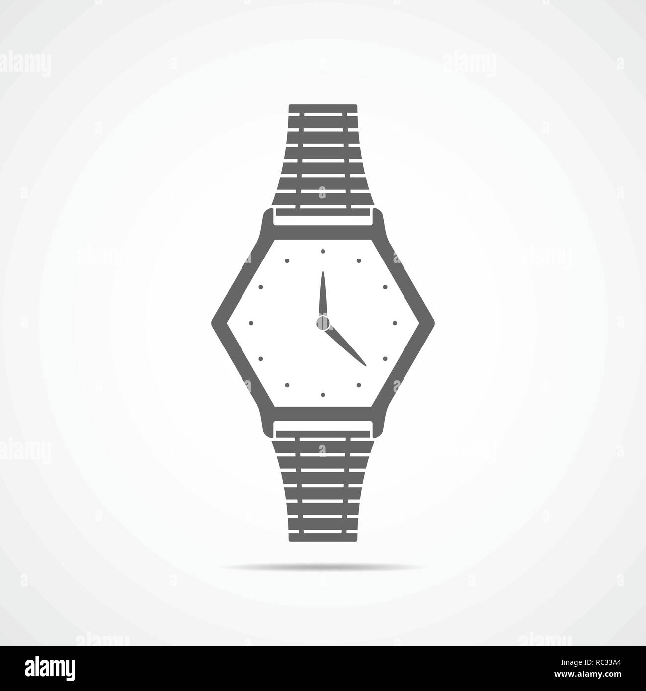 Orologio da polso icona nel design piatto. Illustrazione Vettoriale. Grigio icona orologio isolato su sfondo chiaro. Illustrazione Vettoriale