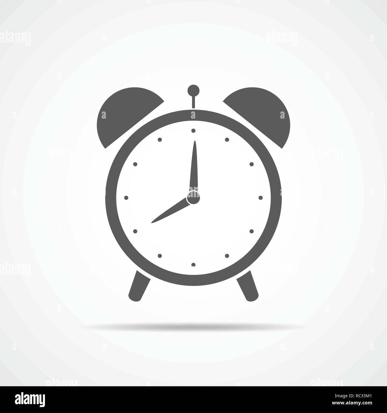 Allarme icona orologio isolato su sfondo chiaro. Illustrazione Vettoriale. Sveglia in design piatto. Illustrazione Vettoriale