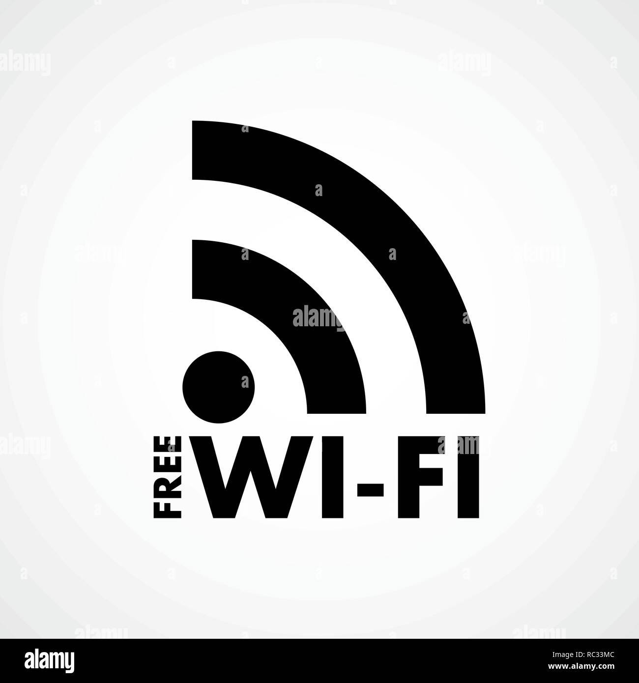Connessione WiFi gratuita, icona nel design piatto. Illustrazione Vettoriale. Nero icona WiFi su sfondo chiaro. Illustrazione Vettoriale
