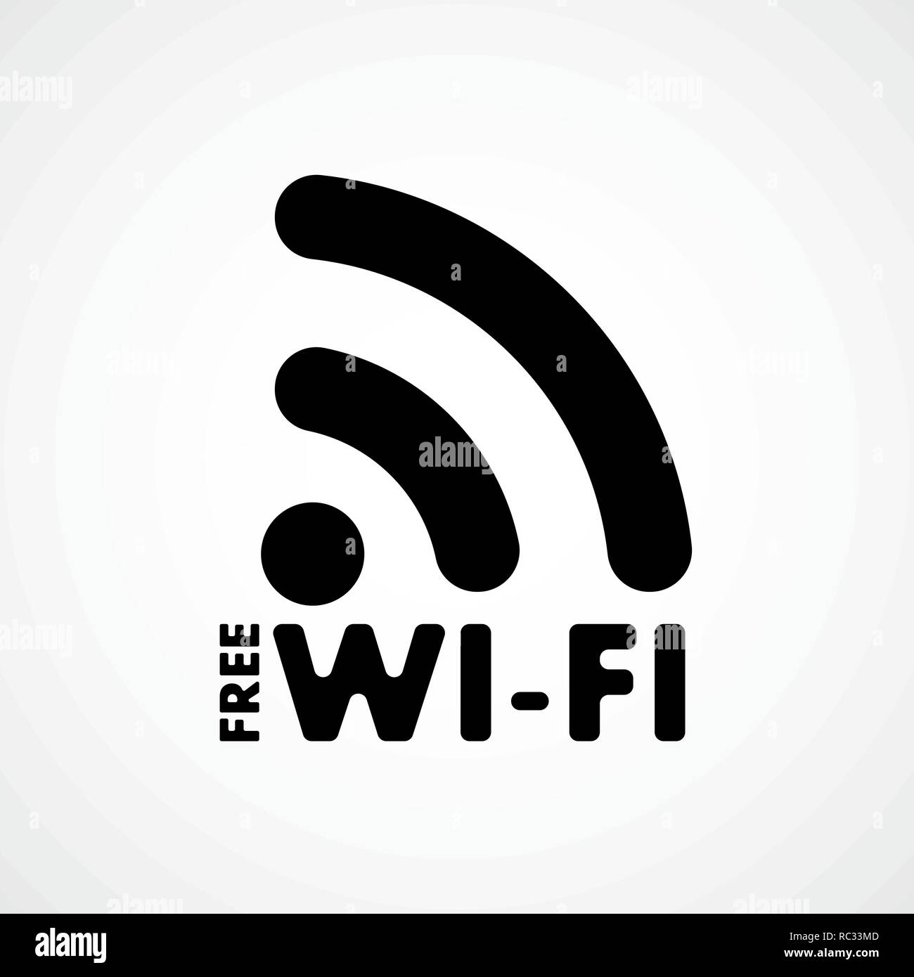 Connessione WiFi gratuita, icona nel design piatto. Illustrazione Vettoriale. Nero icona WiFi su sfondo chiaro. Illustrazione Vettoriale